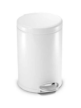 SIMPLEHUMAN 4.5L Round Step Can in White w/Code A Custom Fit Liners